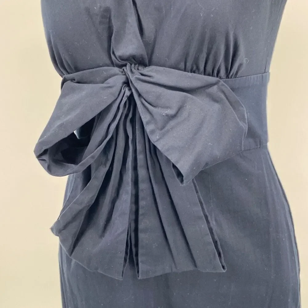 Kate Spade Blaine Bow Sheath Dress Mini Size 2‎ Small -V Neck Sleeveless Navy